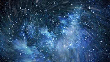 Panoramik derin uzaya arıyorum. Karanlık gece gökyüzüne yıldızlarla dolu. Uzayda Bulutsusu.