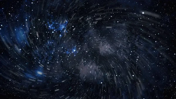 Panorámica mirando al espacio profundo. Cielo nocturno oscuro lleno de estrellas. La nebulosa en el espacio exterior . — Foto de Stock