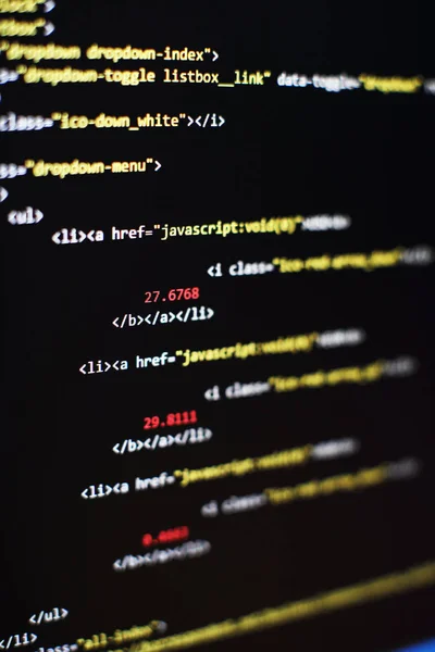 Html web design code for developers and designers — Stock Photo, Image