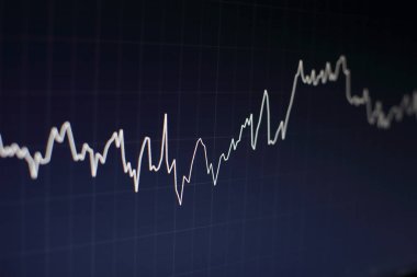 İş başarısı ve büyüme kavramı. Dijital ekran üzerindeki pazar grafiği. Eski pazar, altın pazarı ve ham petrol pazarı