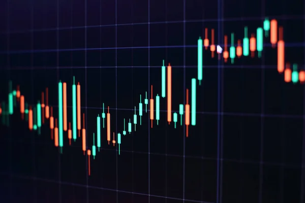 Geschäftserfolg und Wachstumskonzept. Aktienmarkt Geschäftsdiagramm auf digitalem Bildschirm.Forex-Markt, Goldmarkt und Rohölmarkt — Stockfoto