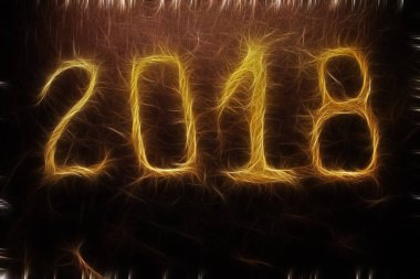 Mutlu yeni yıl 2018 siyah arka plan üzerine