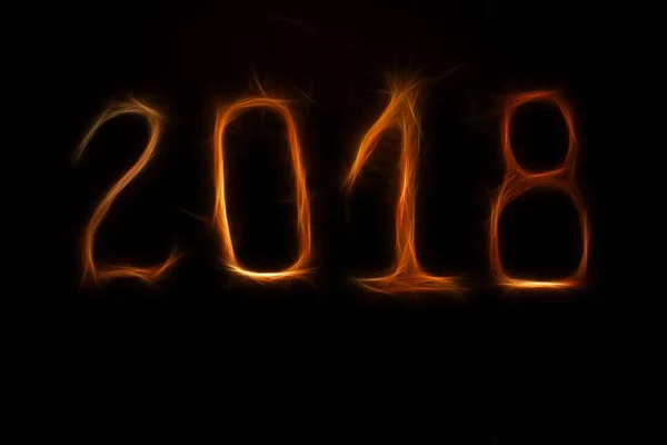 Happy New Year 2018 on black background — Stock Photo, Image