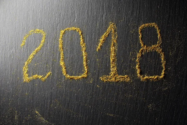Feliz Año Nuevo 2018 sobre fondo negro — Foto de Stock