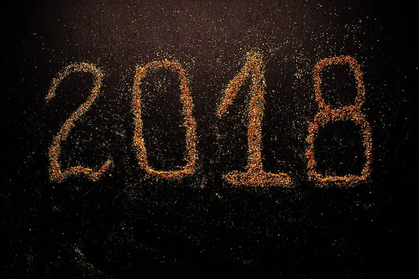 Feliz Año Nuevo 2018 sobre fondo negro — Foto de Stock