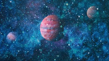 Uzaydaki gezegenler, yıldızlar ve galaksiler uzay keşiflerinin güzelliğini gösteriyor. NASA tarafından döşenmiş elementler