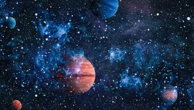 Nebula ve galaksiler uzayda. Bu görüntünün elementleri NASA tarafından desteklenmektedir.