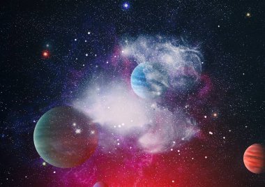 Nebula ve galaksiler uzayda. Bu görüntünün elementleri NASA tarafından desteklenmektedir.