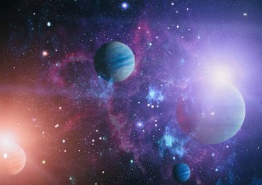 Nebula ve galaksiler uzayda. Bu görüntünün elementleri NASA tarafından desteklenmektedir.
