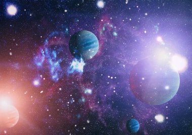 Güzel bulutsu, yıldızlar ve galaksiler. Nasa tarafından döşenmiş bu görüntü unsurları.
