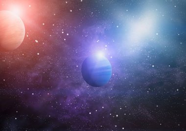 Nebula ve galaksiler uzayda. Bu görüntünün elementleri NASA tarafından desteklenmektedir.