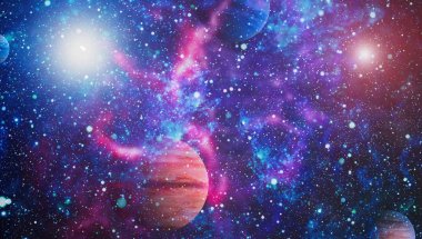 Güzel bulutsu, yıldızlar ve galaksiler. Nasa tarafından döşenmiş bu görüntü unsurları.