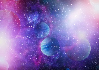 Nebula ve galaksiler uzayda. Bu görüntünün elementleri NASA tarafından desteklenmektedir.