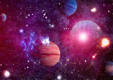 Nebula ve galaksiler uzayda. Bu görüntünün elementleri NASA tarafından desteklenmektedir.