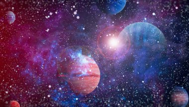 Nebula ve galaksiler uzayda. Bu görüntünün elementleri NASA tarafından desteklenmektedir.