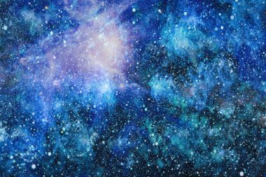 Gezegen ve galaksinin yıldızları serbest uzayda. Bu görüntünün elementleri NASA tarafından desteklenmektedir .