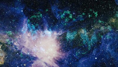 Gezegen ve galaksinin yıldızları serbest uzayda. Bu görüntünün elementleri NASA tarafından desteklenmektedir .