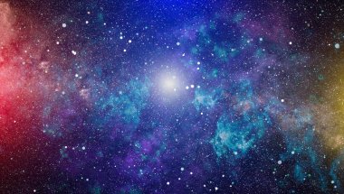 Gezegen ve galaksinin yıldızları serbest uzayda. Bu görüntünün elementleri NASA tarafından desteklenmektedir .