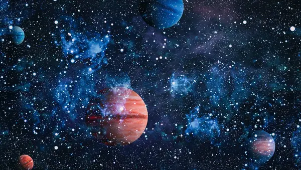 Nebula ve galaksiler uzayda. Bu görüntünün elementleri NASA tarafından desteklenmektedir.