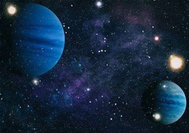 Uzaydaki gezegenler, yıldızlar ve galaksiler uzay keşiflerinin güzelliğini gösteriyor. NASA tarafından döşenmiş elementler