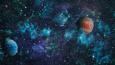 Nebula ve galaksiler uzayda. Bu görüntünün elementleri NASA tarafından desteklenmektedir.