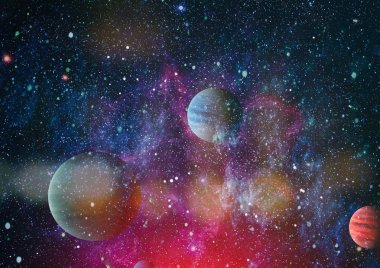 Nebula ve galaksiler uzayda. Bu görüntünün elementleri NASA tarafından desteklenmektedir.