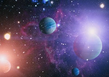 Nebula ve galaksiler uzayda. Bu görüntünün elementleri NASA tarafından desteklenmektedir.