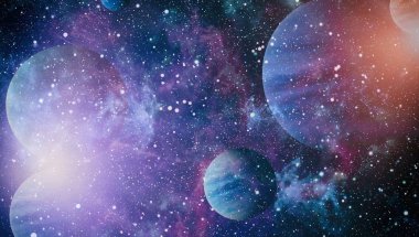 Nebula ve galaksiler uzayda. Bu görüntünün elementleri NASA tarafından desteklenmektedir.