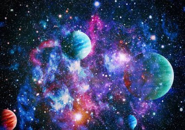 Nebula ve galaksiler uzayda. Bu görüntünün elementleri NASA tarafından desteklenmektedir.