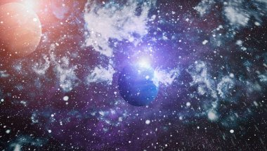 Nebula ve galaksiler uzayda. Bu görüntünün elementleri NASA tarafından desteklenmektedir.