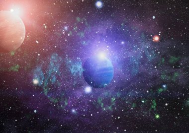 Nebula ve galaksiler uzayda. Bu görüntünün elementleri NASA tarafından desteklenmektedir.