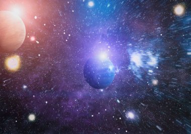 Nebula ve galaksiler uzayda. Bu görüntünün elementleri NASA tarafından desteklenmektedir.