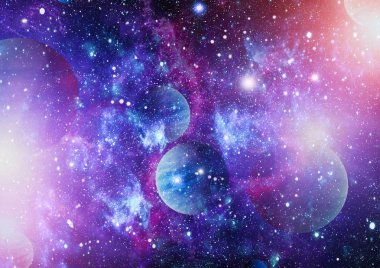 Nebula ve galaksiler uzayda. Bu görüntünün elementleri NASA tarafından desteklenmektedir.