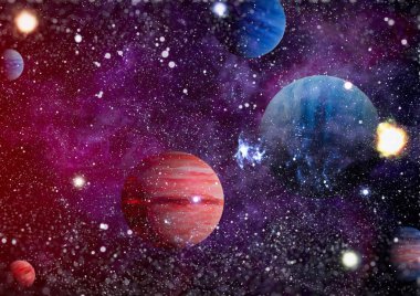 Nebula ve galaksiler uzayda. Bu görüntünün elementleri NASA tarafından desteklenmektedir.