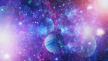 Nebula ve galaksiler uzayda. Bu görüntünün elementleri NASA tarafından desteklenmektedir.