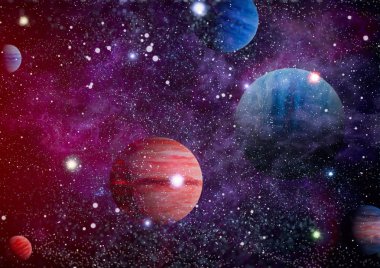 Nebula ve galaksiler uzayda. Bu görüntünün elementleri NASA tarafından desteklenmektedir.