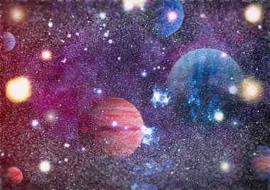 Nebula ve galaksiler uzayda. Bu görüntünün elementleri NASA tarafından desteklenmektedir.