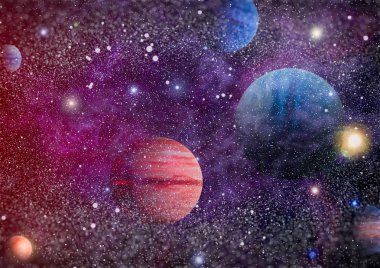 Nebula ve galaksiler uzayda. Bu görüntünün elementleri NASA tarafından desteklenmektedir.