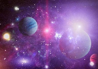 Nebula ve galaksiler uzayda. Bu görüntünün elementleri NASA tarafından desteklenmektedir.