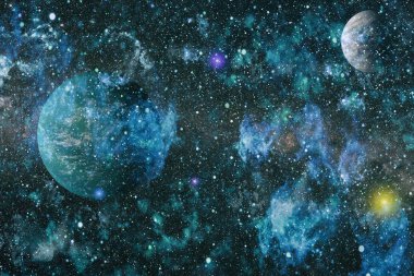 Uzaydaki gezegenler, yıldızlar ve galaksiler uzay keşiflerinin güzelliğini gösteriyor. NASA tarafından döşenmiş elementler