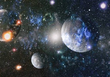 Uzaydaki gezegenler, yıldızlar ve galaksiler uzay keşiflerinin güzelliğini gösteriyor. NASA tarafından döşenmiş elementler