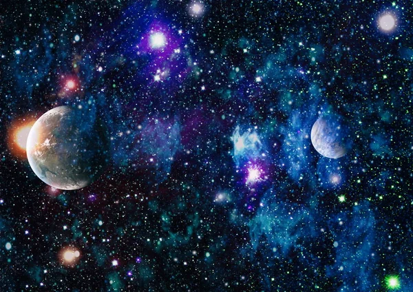 Звезды планеты и галактики в свободном пространстве. Элементы этого образа обставлены nasa . — стоковое фото