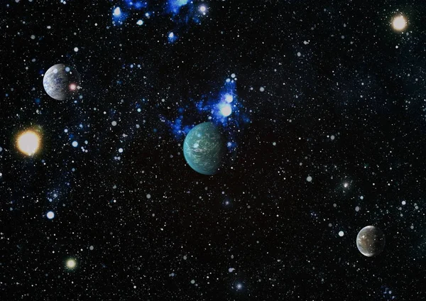 Uzaydaki gezegenler, yıldızlar ve galaksiler uzay keşiflerinin güzelliğini gösteriyor. NASA tarafından döşenmiş elementler