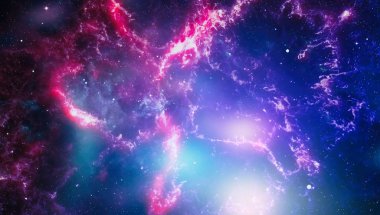 Fütürist soyut alan arkaplanı. Yıldızlı ve nebulalı gece gökyüzü. Bu görüntünün elementleri NASA tarafından desteklenmektedir