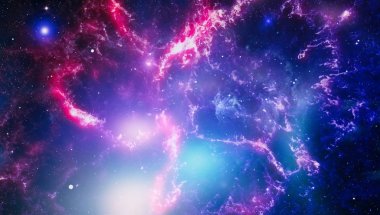 Fütürist soyut alan arkaplanı. Yıldızlı ve nebulalı gece gökyüzü. Bu görüntünün elementleri NASA tarafından desteklenmektedir