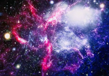 Fütürist soyut alan arkaplanı. Yıldızlı ve nebulalı gece gökyüzü. Bu görüntünün elementleri NASA tarafından desteklenmektedir