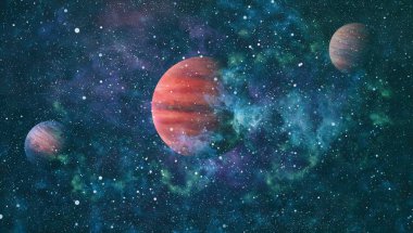 Uzayda ateşli bir patlama. Evrenin soyut çizimi. Bu görüntünün elementleri NASA tarafından desteklenmektedir