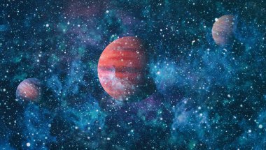 Uzayda ateşli bir patlama. Evrenin soyut çizimi. Bu görüntünün elementleri NASA tarafından desteklenmektedir