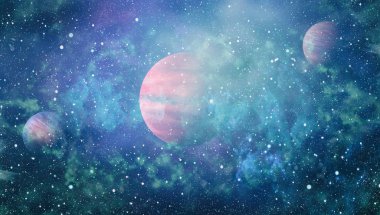 Uzayda ateşli bir patlama. Evrenin soyut çizimi. Bu görüntünün elementleri NASA tarafından desteklenmektedir