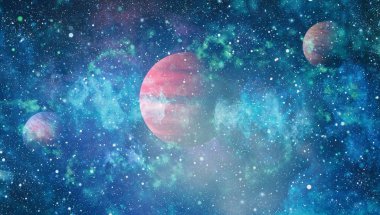 Uzayda ateşli bir patlama. Evrenin soyut çizimi. Bu görüntünün elementleri NASA tarafından desteklenmektedir